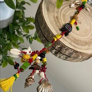 Red and Yellow Bohemian Hair Accessory with Tassel